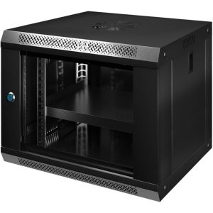 RACK DE PARED CERRADO FIJO 9U 600X450X501MM CON PUERTA DE VIDRIO STC