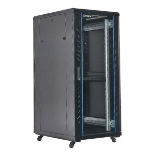 RACK DE PISO CERRADO FIJO 27U 600X800X1387MM CON PUERTA FRONTAL DE VIDRIO Y DOBLE PUERTA TRASERA DE MALLA ONLINK (FS6827