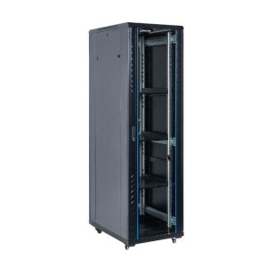 RACK DE PISO CERRADO FIJO 42U 600X800X2054MM CON PUERTA FRONTAL DE VIDRIO Y DOBLE PUERTA TRASERA DE MALLA