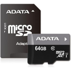 MEMORIA MicroSDXC UHS DE 64 GB, CLASE 10, CON ADAPTADOR ADATA PREMIER (AUSDX64GUICL10-RA1)