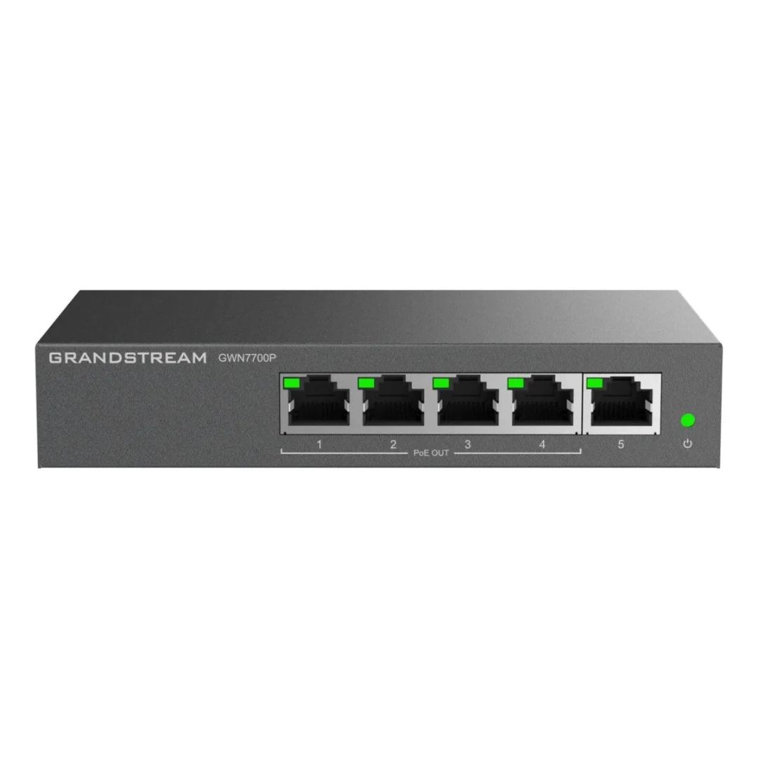 GRANDSTREAM SWITCH POE+ 5 PUERTOS GIGABIT NO ADMINISTRABLE HASTA 60W GWN7700P