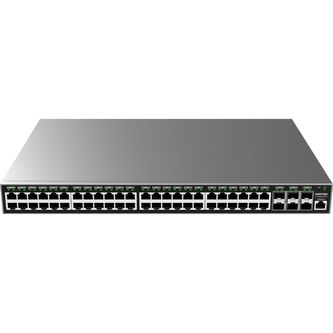 GRANDSTREAM SWITCH GIGABIT ADMINISTRABLE 48 PUERTOS 10/100/1000 MBPS + 6 PUERTOS SFP+ UPLINK, COMPATIBLE CON GWN CLOUD GWN7806