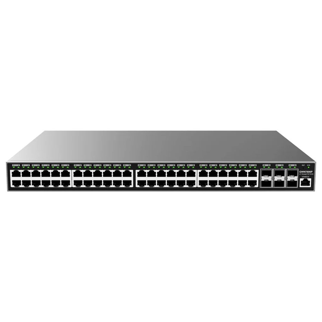 GRANDSTREAM SWITCH POE+ GIGABIT ADMINISTRABLE 48 PUERTOS POE GIGABIT + 6 PUERTOS SFP+ UPLINK, HASTA 360W, COMPATIBLE CON GWN CLOUD GWN7806P