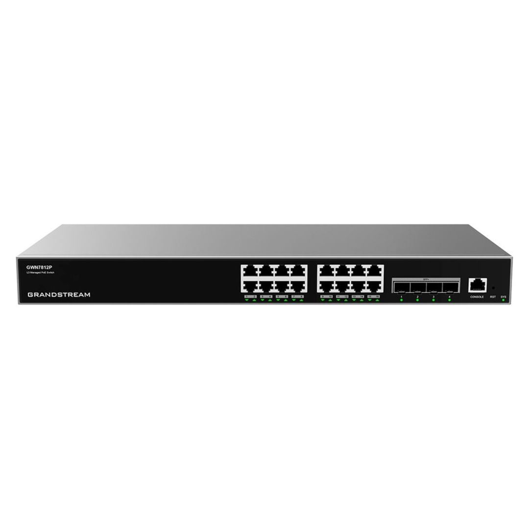 GRANDSTREAM SWITCH ADMINISTRABLE 16 PUERTOS GIGABIT ETHERNET POE Y 4 PUERTOS 10GIGABIT SFP+ GWN7812P