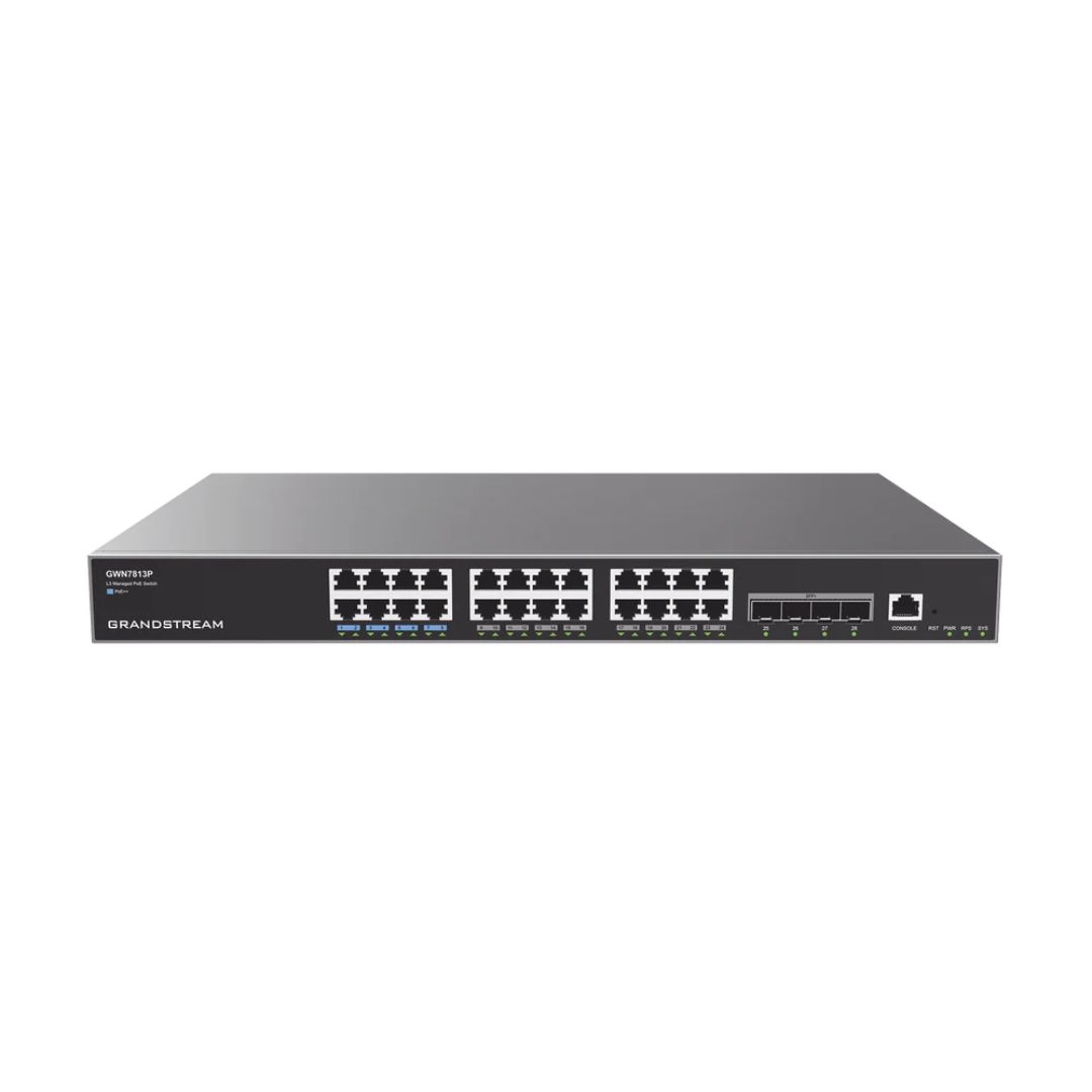 GRANDSTREAM SWITCH ADMINISTRABLE 24 PUERTOS GIGABIT ETHERNET Y 4 PUERTOS 10GIGABIT SFP+ GWN7813