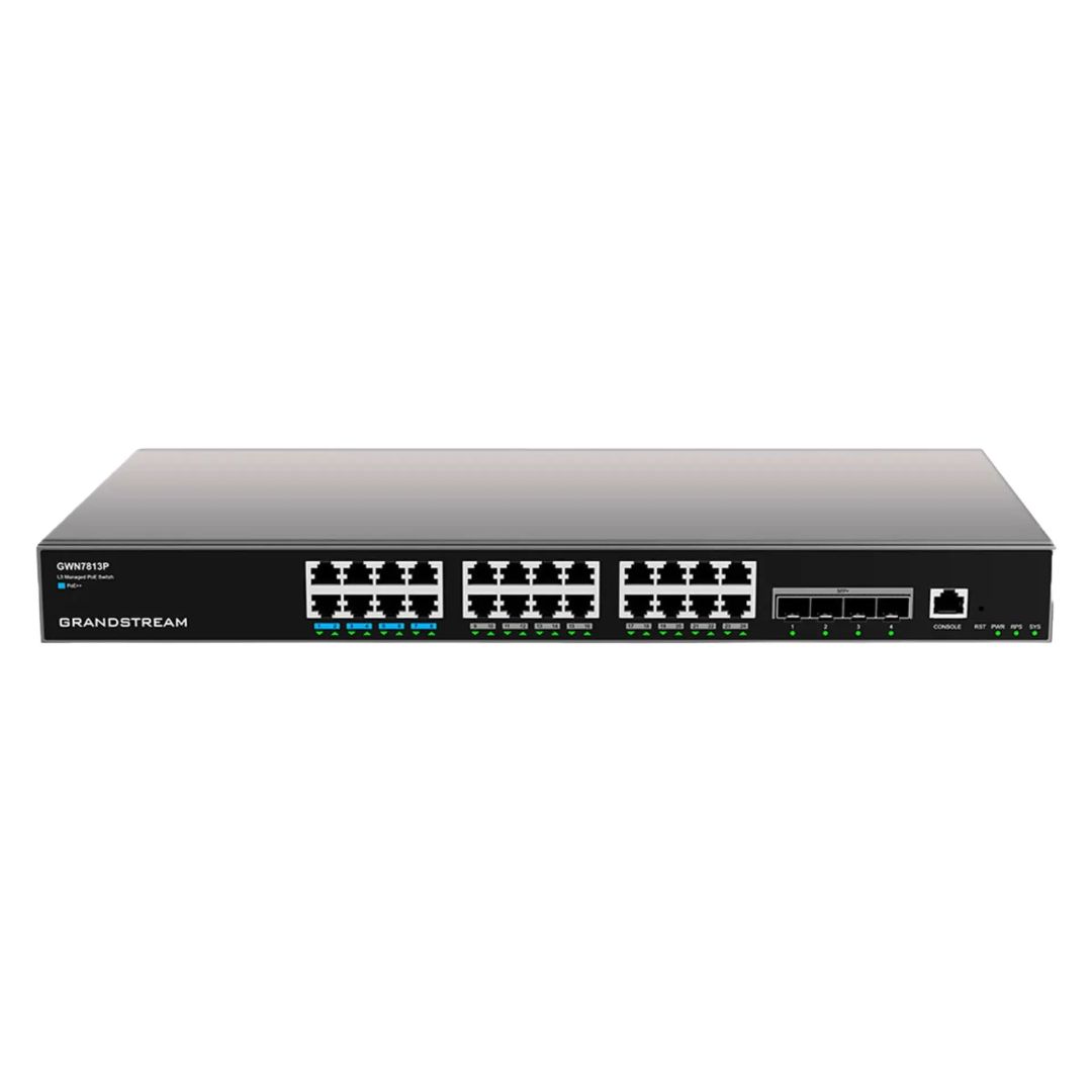 GRANDSTREAM SWITCH ADMINISTRABLE 24 PUERTOS GIGABIT ETHERNET POE Y 4 PUERTOS 10GIGABIT SFP+ GWN7813P