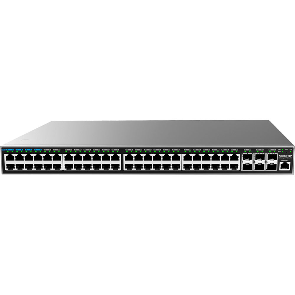 GRANDSTREAM SWITCH ADMINISTRABLE 48 PUERTOS GIGABIT ETHERNET POE Y 6 PUERTOS 10GIGABIT SFP+ GWN7816P