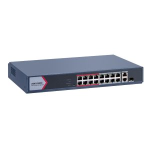 HIKVISION SWITCH 16 PUERTOS POE+ 10/100 Mbps MONITOREABLE IDEAL PARA VIGILANCIA DS-3E1318P-EI/M