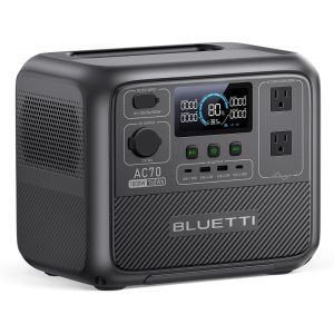 BLUETTI AC70P ESTACIÓN DE CARGA PORTÁTIL, GENERADOR SOLAR DE 768 WH CON 2 SALIDAS DE CA DE 1000 W (ELEVACIÓN DE POTENCIA DE 2000 W), 100 W TIPO C  AC70P